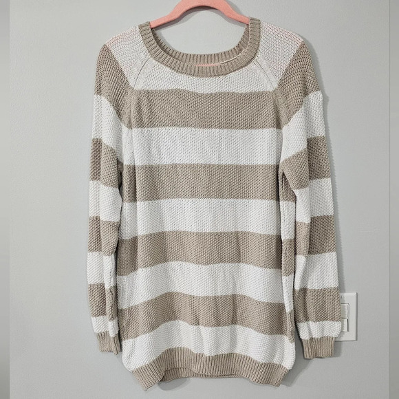 Mango White and Tan Crew Neck Sweater - Picture 2 of 4